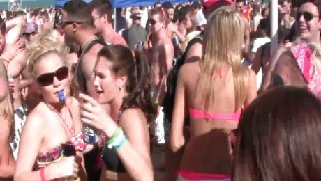 Huge beach party with sexy hot blonde part2