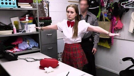 Brunette college chick gets fucked in the office - Laney Grey