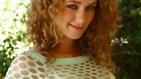 Curly haired babe Kimber Day gives her lover one hell of a blowjob