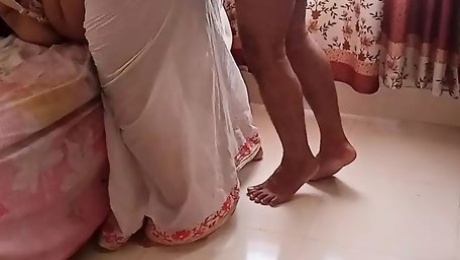 egyptian sexy Slut Granny wear saree when grandson gets hot see her big tits & big ass, then tied her hands & fucks her
