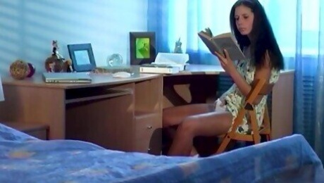 Pervert Films European Brunette Teen Anoushka Reading Porn!