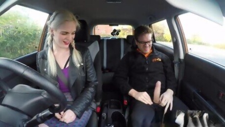 Fake Driving School student with big tits and hairy pussy has creampie
