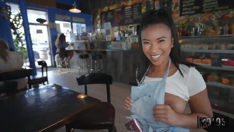 The Cafe Waitress Gets Creampied in POV