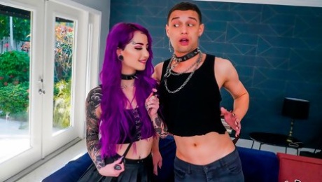 Video  Purple-haired chick Val Steele is enjoying hardcore penetration